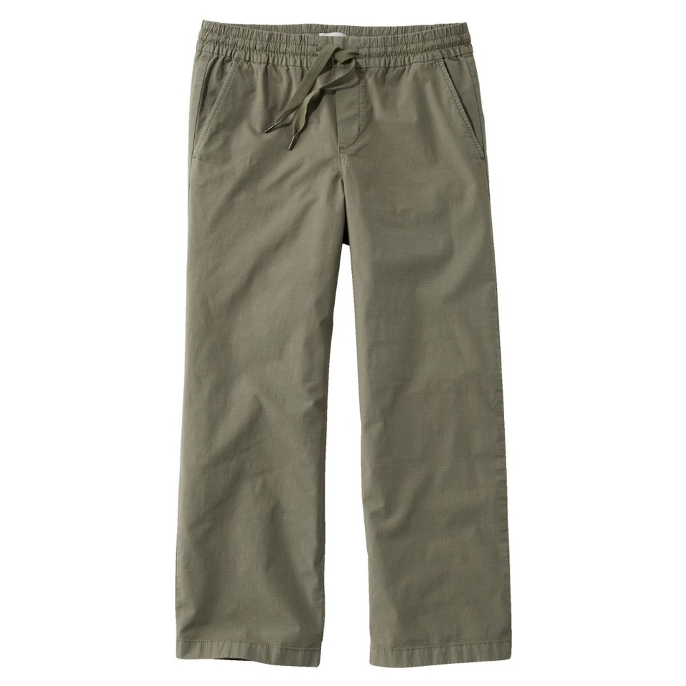 L.L. Bean Women's Stretch Ripstop Pull-On Pants, Wide-Leg Ankle Olive Size Small